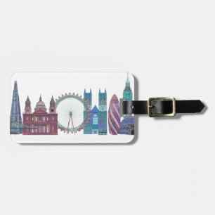 Étiquette À Bagage Bâtiments colorés par horizon de Londres