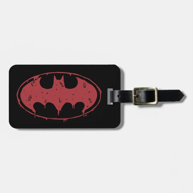 Étiquette À Bagage Batman | Logo Oozing Red Bat (Devant horizontal)