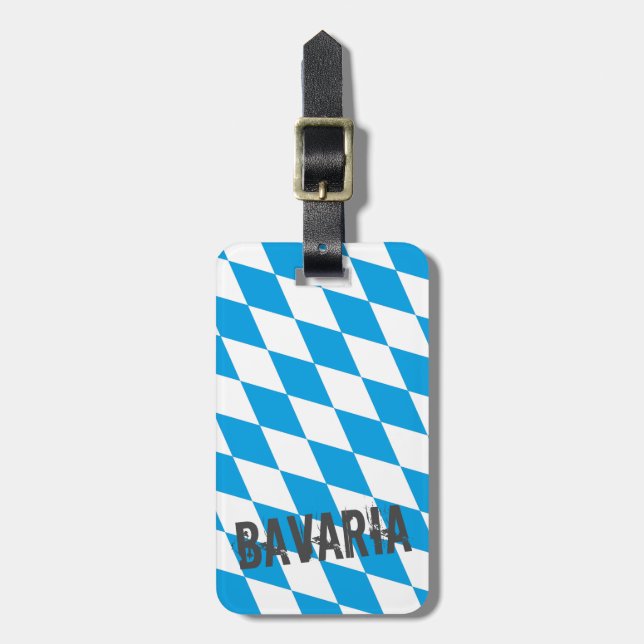 Étiquette À Bagage Bavière Allemagne Drapeau Diamant Design (Devant Vertical)