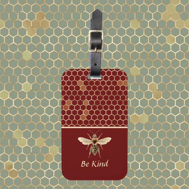 Étiquette À Bagage Be Kind Bee and Honeycomb (Créateur téléchargé)
