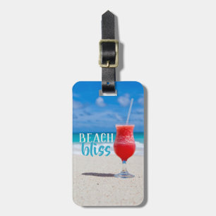 Étiquette À Bagage Beach Bliss Ocean Vacation Red Tropical Cocktail