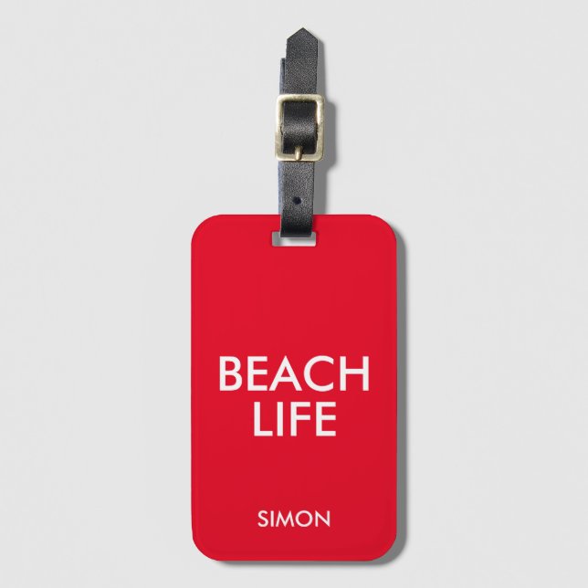 Étiquette À Bagage Beach Life Lifeguard Cadeau Rouge (Devant Vertical)