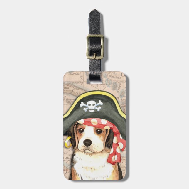 Étiquette À Bagage Beagle Casquette pirate (Devant Vertical)