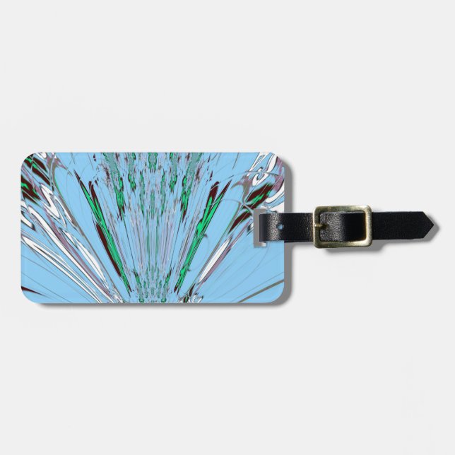 Étiquette À Bagage Beau Aqua Bleu Extraordinaire Motif Art Floral (Devant horizontal)