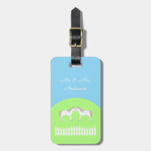 Étiquette À Bagage Beau Cheval Mariage Blanc Personnalisé