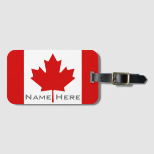Étiquette À Bagage Beau drapeau du Canada avec Monogramme