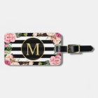Beau enveloppement Floral Noir Blancs Monogramme