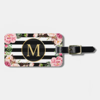 Beau enveloppement Floral Noir Blancs Monogramme