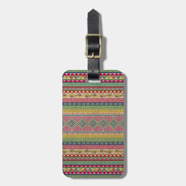 Étiquette À Bagage Beau motif Aztec coloré à la mode (Devant Vertical)