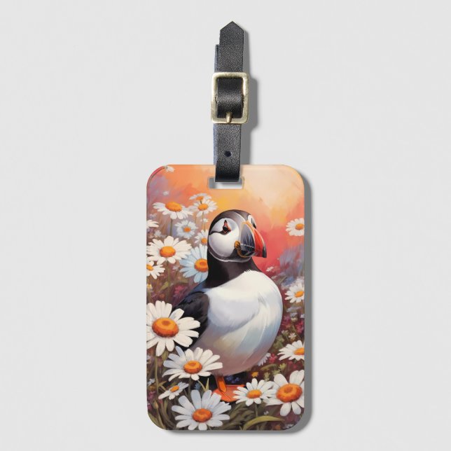 Étiquette À Bagage Beau Puffin Dans Le Champ Maisy (Devant Vertical)