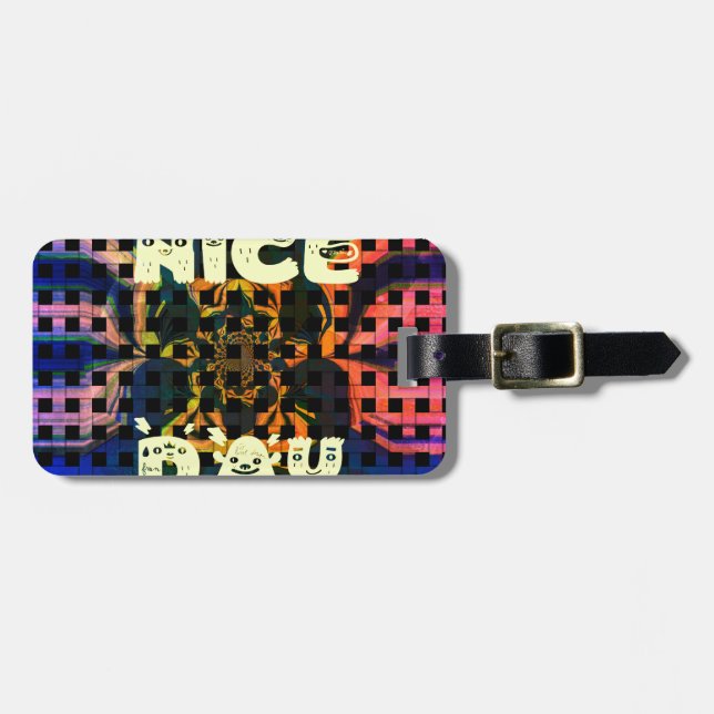 Étiquette À Bagage Beautiful have a Nice Day Text Print vecteur (Devant horizontal)