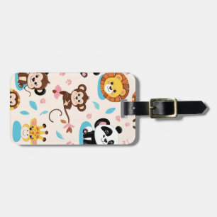 Étiquette À Bagage Bébé adorable Zoo Animaux Motif sans couture