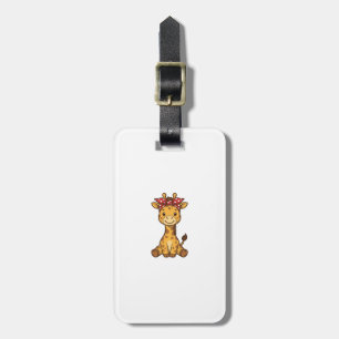 Étiquette À Bagage Bébé girafe mignon avec noeud papillon design vect