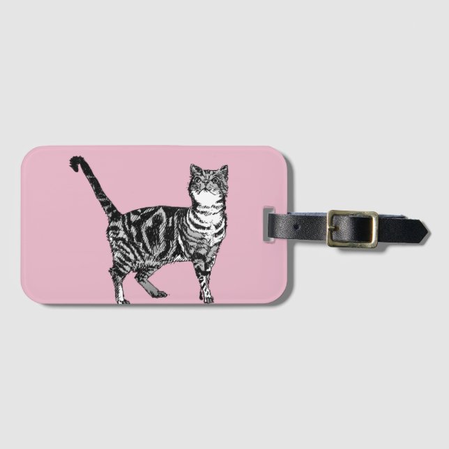 Étiquette À Bagage Bébé rose tabby Chat Art Chats Bagage Balise (Devant Horizontal)