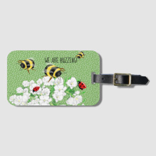 Étiquette À Bagage BEES et LadyBugs - Art de LeahG Sauvez les abeille