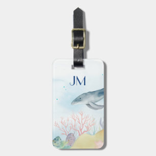Étiquette À Bagage Belle aquarelle vie marine