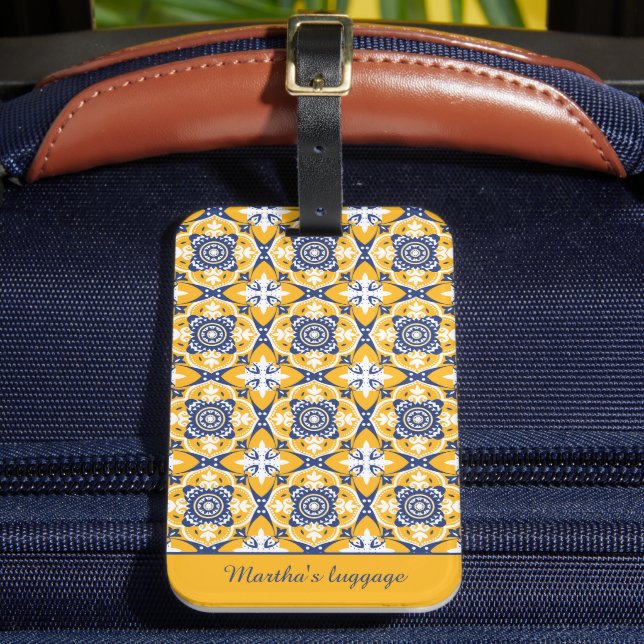Étiquette À Bagage 💙 🤍 💛 Belle Azulejos bleu et jaune (Insitu Rectoal 2)
