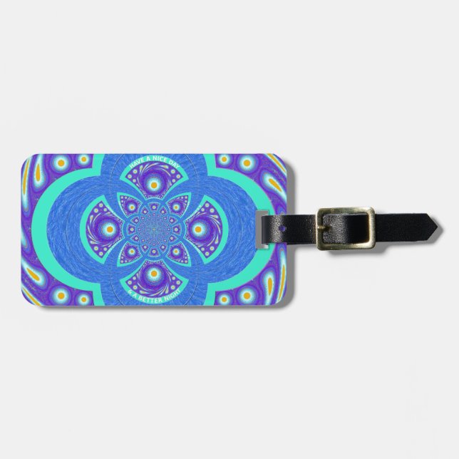 Étiquette À Bagage Belle belle Afrique bleu Mandala Flora design (Devant horizontal)