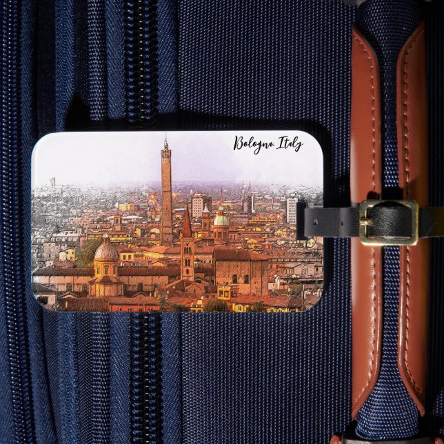 Étiquette À Bagage Belle Bologne Italie Panorama (Insitu Rectoal 4)