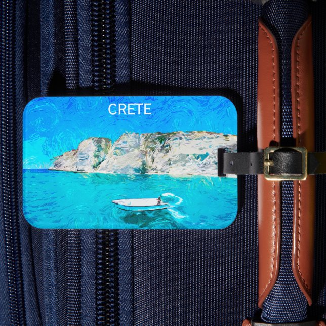 Étiquette À Bagage Belle Crète Grèce Ocean Peinture (Insitu Rectoal 4)