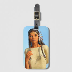 Étiquette À Bagage Belle femme native américaine tenue indigène