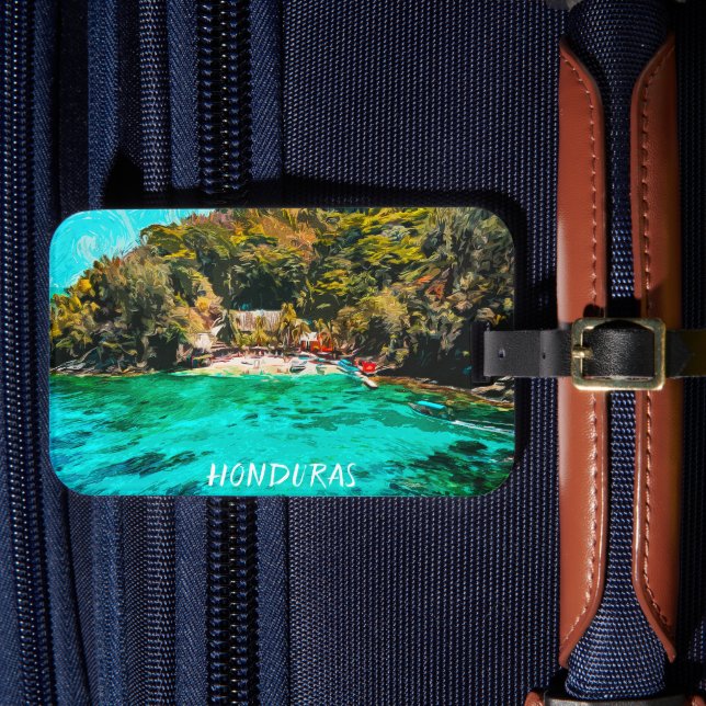 Étiquette À Bagage Belle peinture à l'huile tropicale du Honduras (Insitu Rectoal 4)