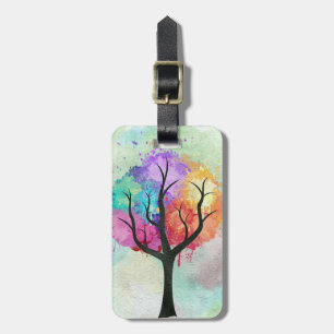 Étiquette À Bagage belle peinture Abstraite à l'huile d'arbre Pastel