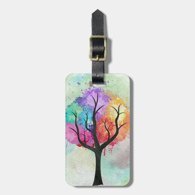 Étiquette À Bagage belle peinture Abstraite à l'huile d'arbre Pastel (Devant Vertical)