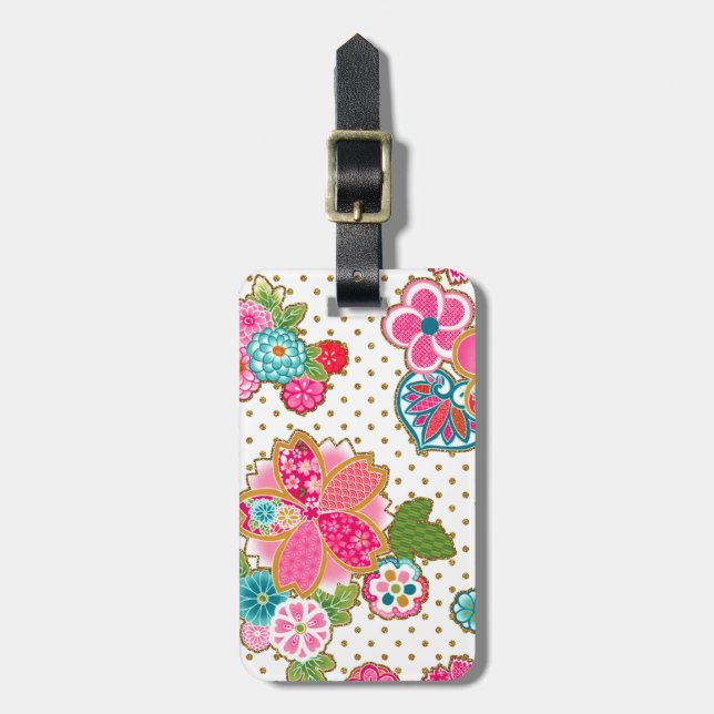 Étiquette À Bagage Belle poule japonaise à la mode girly (Devant Vertical)