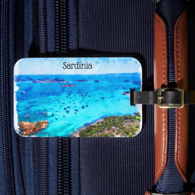 Étiquette À Bagage Belle Sardaigne Italie Paysage méditerranéen (Insitu Rectoal 4)