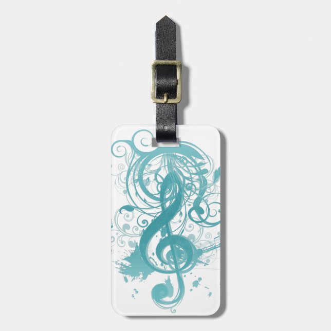 Étiquette À Bagage Belles notes de musique cool avec des tourbillons (Devant Vertical)