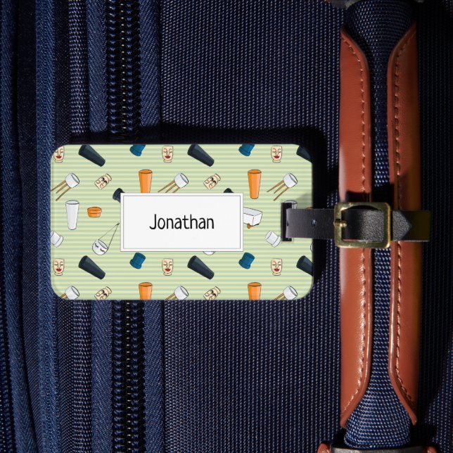 Étiquette À Bagage Belles pots plantes avec arrière - plan rayé vert (Insitu Rectoal 4)