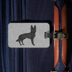 Étiquette À Bagage Berger Allemand Noir Cute Chien GSD Et Texte Perso