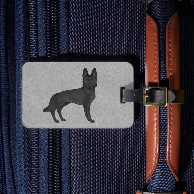 Étiquette À Bagage Berger Allemand Noir Cute Chien GSD Et Texte Perso (Insitu Rectoal 4)