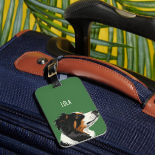 Étiquette À Bagage Berger australien vert