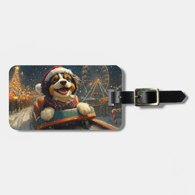 Étiquette À Bagage Bernedoodle Roller Dessous de verre Noël (Devant horizontal)