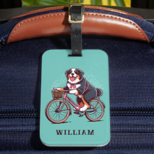 Étiquette À Bagage Bernese Dog Biker, Vélo aventure Nom Customisé
