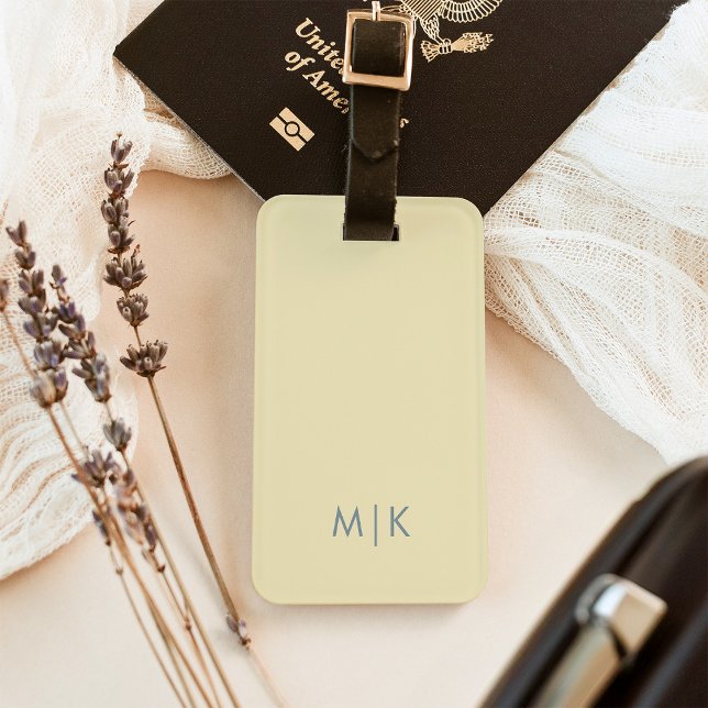 Étiquette À Bagage Beurre jaune | Monogramme moderne (Créateur téléchargé)