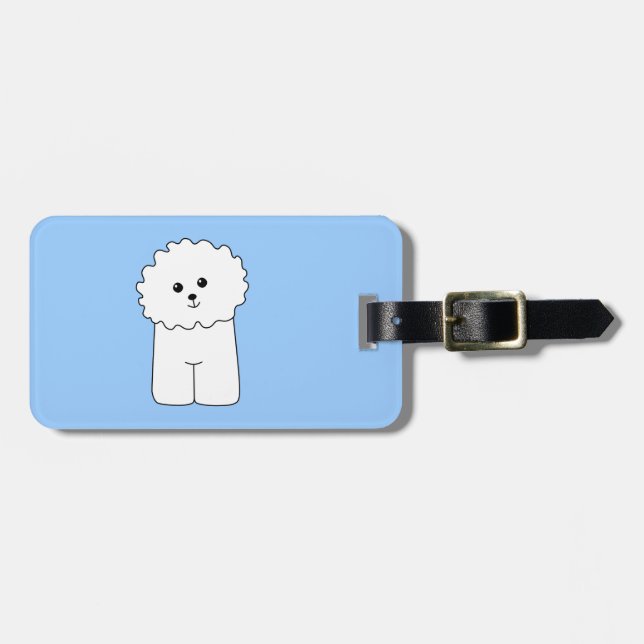 Étiquette À Bagage Bichon Frise. (Devant horizontal)