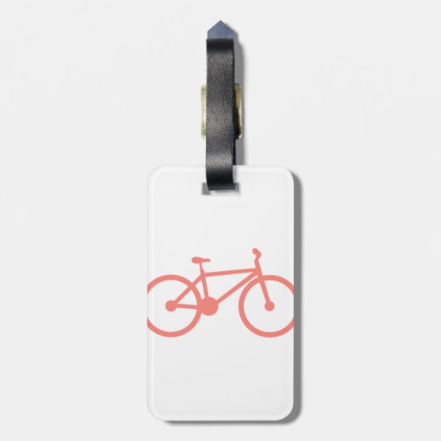 Étiquette À Bagage Bicycle de Coral Pink (Dos Vertical)