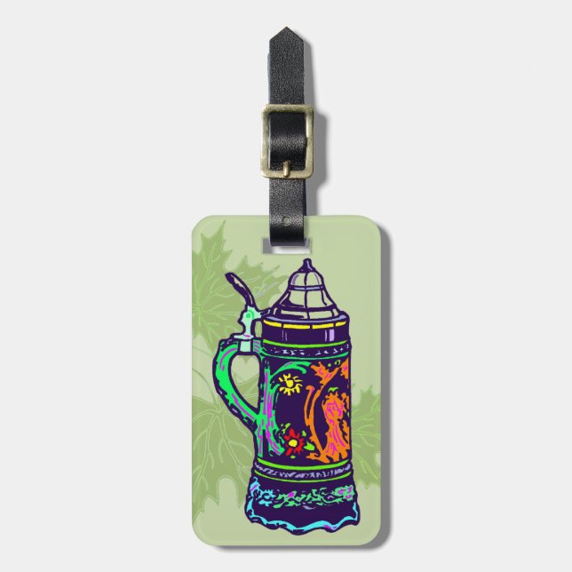 Étiquette À Bagage Bière colorée Stein Oktoberfest (Devant Vertical)