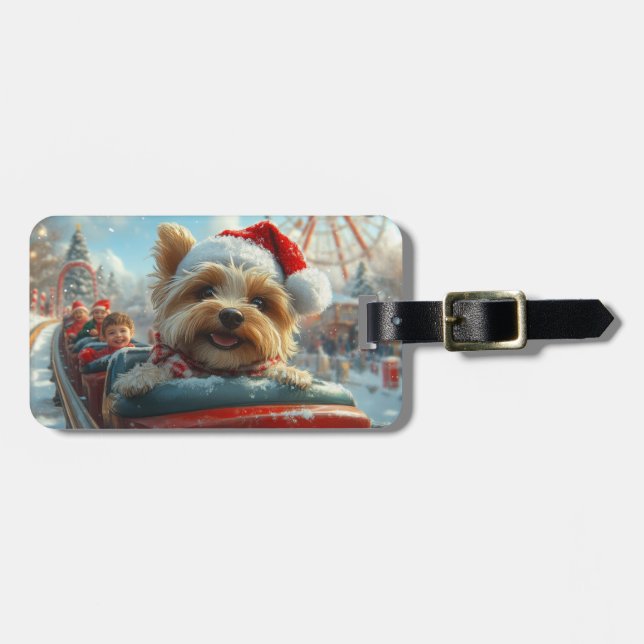 Étiquette À Bagage Biewer Terrier Dog Roller Dessous de verre Noël (Devant horizontal)