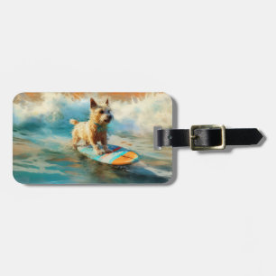 Étiquette À Bagage Biewer Terrier Plage Surf Peinture