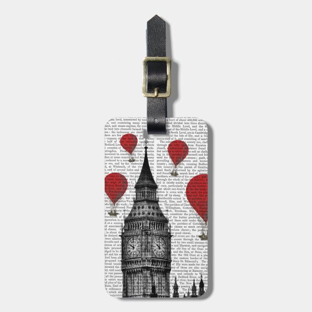 Étiquette À Bagage Big Ben et Red Hot Air (Devant Vertical)