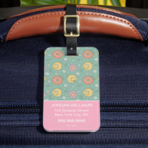 Étiquette À Bagage Big Bird   Good Vibes Floral   Ajouter Votre Nom