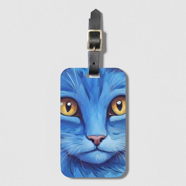Étiquette À Bagage Big Blue Cat (Devant Vertical)