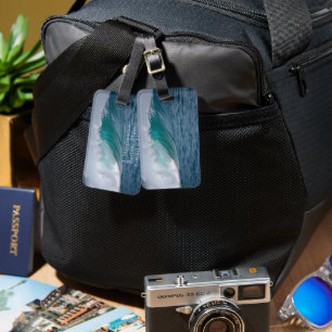 Étiquette À Bagage Big Wave Blue Ocean Name Contact