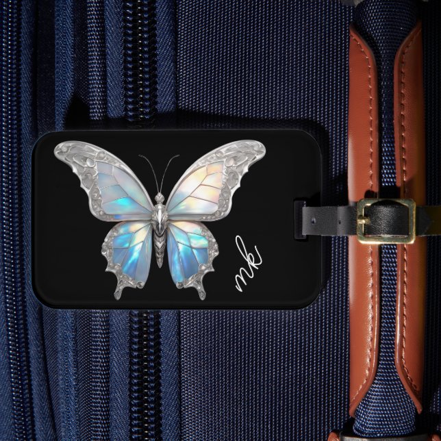 Étiquette À Bagage Bijoux papillon Opale et argent (Insitu Rectoal 4)