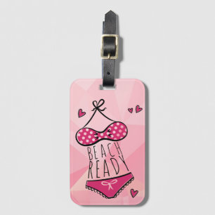 Étiquette À Bagage Bikini Plage prêt fille rose