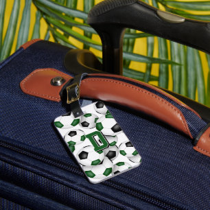 Étiquette À Bagage billes de soccer noir monogramme vert